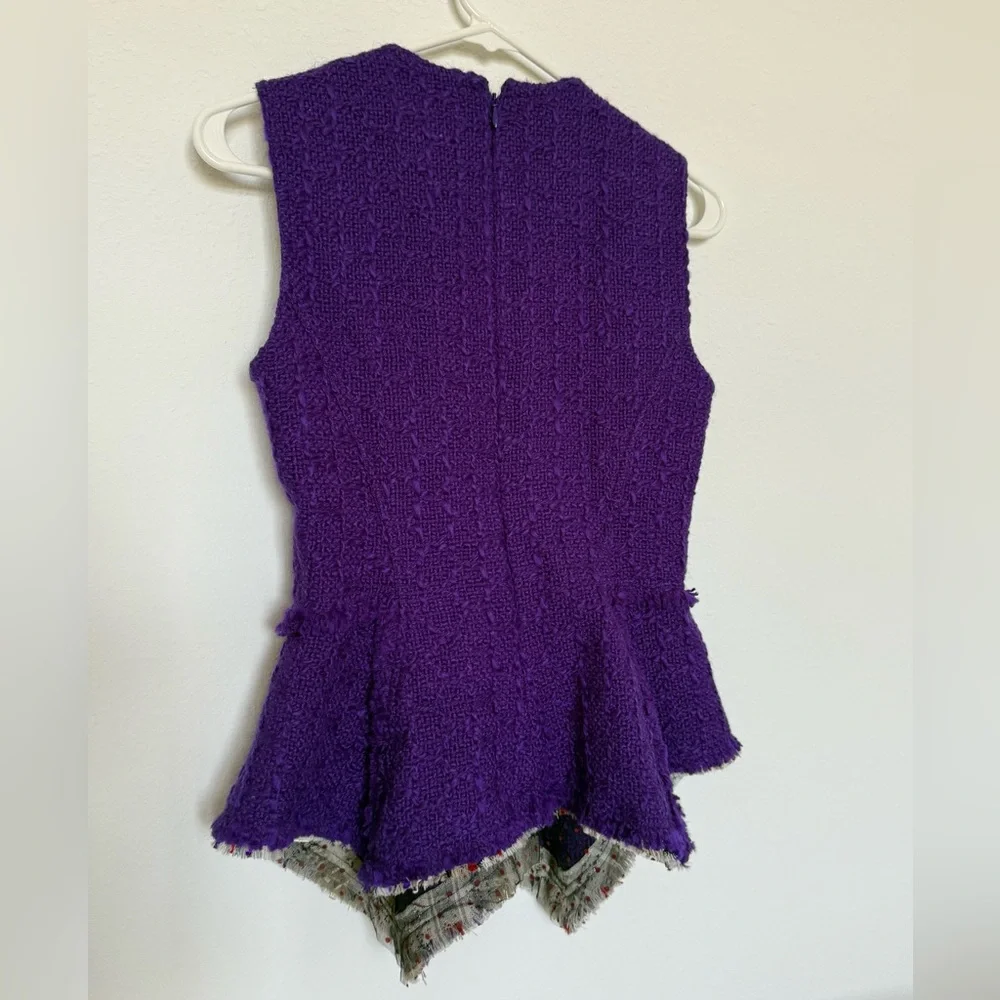 Worn once TORY BURCH Basketweave Tweed Top In Majestic Purple $998 2